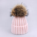 Girl Pompon Hats and Scarves Sets Winter Knitted Warm Nature Fur Pom Pom Hat Scarf Thick Beanies Hats Caps Kids Baby Solid Bones
