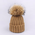 Girl Pompon Hats and Scarves Sets Winter Knitted Warm Nature Fur Pom Pom Hat Scarf Thick Beanies Hats Caps Kids Baby Solid Bones