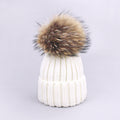 Girl Pompon Hats and Scarves Sets Winter Knitted Warm Nature Fur Pom Pom Hat Scarf Thick Beanies Hats Caps Kids Baby Solid Bones
