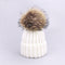 Girl Pompon Hats and Scarves Sets Winter Knitted Warm Nature Fur Pom Pom Hat Scarf Thick Beanies Hats Caps Kids Baby Solid Bones