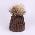 Girl Pompon Hats and Scarves Sets Winter Knitted Warm Nature Fur Pom Pom Hat Scarf Thick Beanies Hats Caps Kids Baby Solid Bones