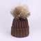 Girl Pompon Hats and Scarves Sets Winter Knitted Warm Nature Fur Pom Pom Hat Scarf Thick Beanies Hats Caps Kids Baby Solid Bones