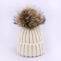 Girl Pompon Hats and Scarves Sets Winter Knitted Warm Nature Fur Pom Pom Hat Scarf Thick Beanies Hats Caps Kids Baby Solid Bones
