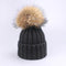 Girl Pompon Hats and Scarves Sets Winter Knitted Warm Nature Fur Pom Pom Hat Scarf Thick Beanies Hats Caps Kids Baby Solid Bones