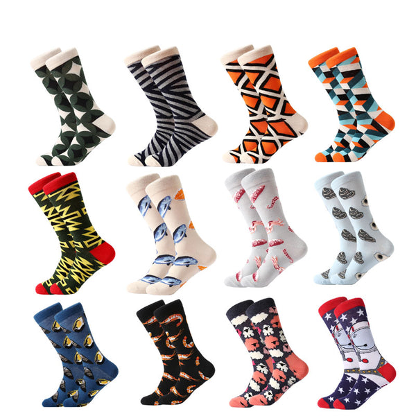 colorful For men socks Harajuku colorful Happy Funny Skull egg avocado Zebra everyday cotton socks for wedding Christmas gif