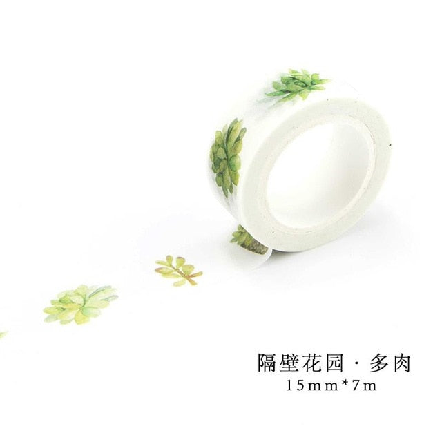 Romantic Floral Paper Washi Tape 15mm*7m Flowers Masking Tapes Decorative Stickers DIY Stationery School Supplies