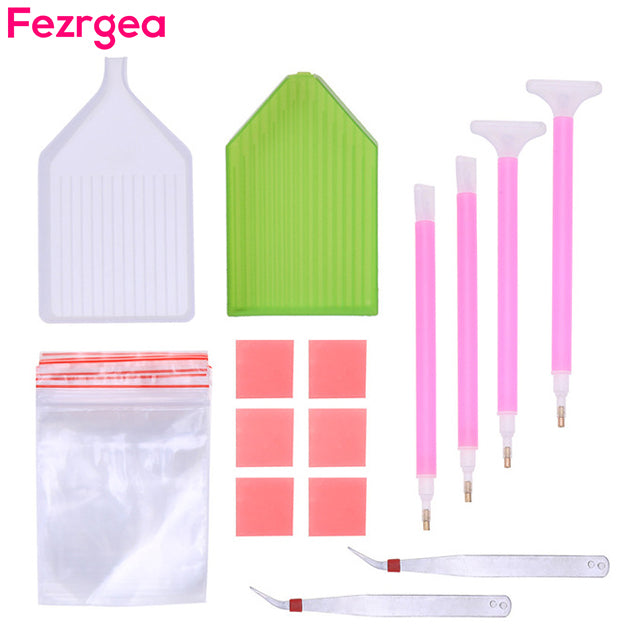 Fezrgea DIY Diamond Painting Accessories 5D Diamond Painting Cross Stitch Embroidery Pen Tools Set Mosaic Glue Pen Kit Tweezers