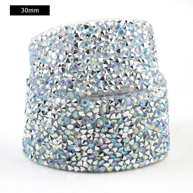 1 Yard Sewing Trim Crystal Motif Strass Hot Fix Rhinestone Tape Applicator Ribbon With Rhinestones Iron On Appliques For Dresses