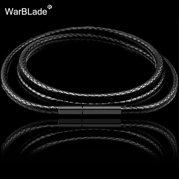 1mm 1.5mm 2mm 3mm Black Necklace Cord Leather Cord Wax Rope Chain With Stainless Steel Clasp For Men Women DIY Necklace Making