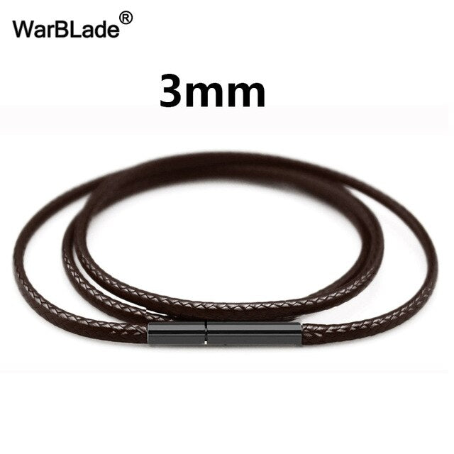 1mm 1.5mm 2mm 3mm Black Necklace Cord Leather Cord Wax Rope Chain With Stainless Steel Clasp For Men Women DIY Necklace Making
