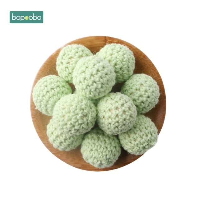 Bopoobo 20mm 10pcs Wooden Crochet Beads Chewable Beads DIY Wooden Teething Knitting Beads Jewelry Crib Sensory Toy Baby Teether