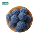 Bopoobo 20mm 10pcs Wooden Crochet Beads Chewable Beads DIY Wooden Teething Knitting Beads Jewelry Crib Sensory Toy Baby Teether