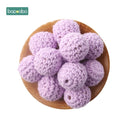 Bopoobo 20mm 10pcs Wooden Crochet Beads Chewable Beads DIY Wooden Teething Knitting Beads Jewelry Crib Sensory Toy Baby Teether
