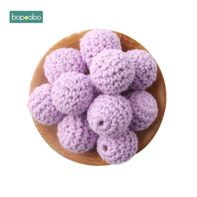Bopoobo 20mm 10pcs Wooden Crochet Beads Chewable Beads DIY Wooden Teething Knitting Beads Jewelry Crib Sensory Toy Baby Teether