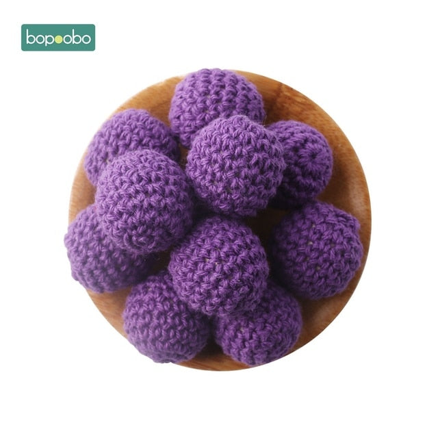Bopoobo 20mm 10pcs Wooden Crochet Beads Chewable Beads DIY Wooden Teething Knitting Beads Jewelry Crib Sensory Toy Baby Teether