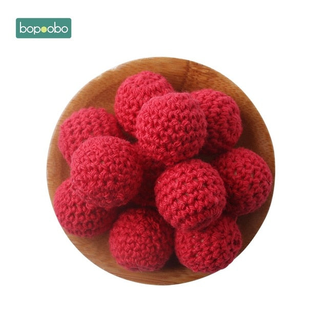 Bopoobo 20mm 10pcs Wooden Crochet Beads Chewable Beads DIY Wooden Teething Knitting Beads Jewelry Crib Sensory Toy Baby Teether
