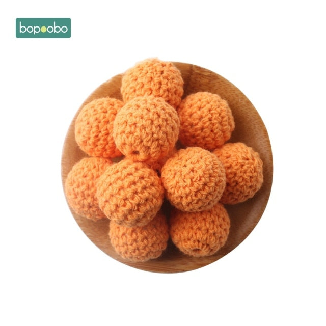 Bopoobo 20mm 10pcs Wooden Crochet Beads Chewable Beads DIY Wooden Teething Knitting Beads Jewelry Crib Sensory Toy Baby Teether