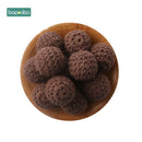 Bopoobo 20mm 10pcs Wooden Crochet Beads Chewable Beads DIY Wooden Teething Knitting Beads Jewelry Crib Sensory Toy Baby Teether