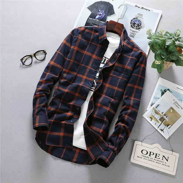 Mens Long Sleeve Shirt Solid Oxford Dress  with Left Chest Pocket High-quality Male Casual Regular-fit Tops Button Down Shirts