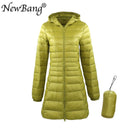 NewBang 8XL Ladies Long Warm Down Coat With Portable Storage Bag Women Ultra Light Down Jacket Women's Overcoats Hip-Length