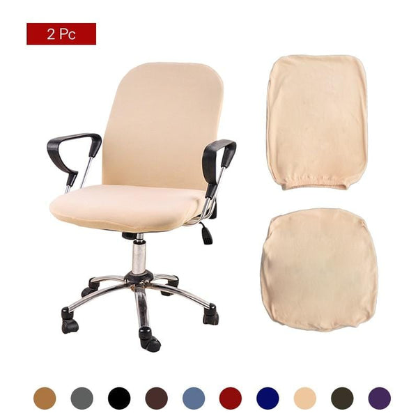 FORCHEER Office Chair Cover Solid Computer Chair Cover Spandex Stretch Armchair Seat Case 2 Pieces Removable and Washable