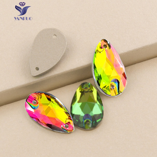 YANRUO 3230 Drop AAAAA Quality Sewing Crystal Flatback Rhinestones Sew On Stones Glass For Dresses Clothes Jewelry