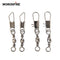 50pcs/Lot Stainless Steel Fishing Connector Pin Bearing Rolling Swivel 1#2#4#6#8#10#12#14# Lure Tackle FishHook Accessorries