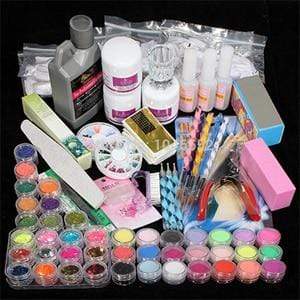 Professional 42 Acrylic Liquid Powder Glitter Clipper Primer File Nail Art Tips Tool Brush Tools Set Kit new AExp