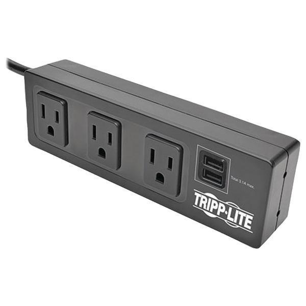 Protect It!(R) 3-Outlet Surge Protector with 2 USB Ports & Desk Clamp-Surge Protectors-JadeMoghul Inc.