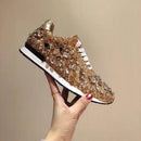 Prova Perfetto New Rhinestones Sneakers Women Shoe Laces Paillette Spell Color Flat Shoes Ladies Real Leather Causal Shoes Woman-Gold-35-JadeMoghul Inc.