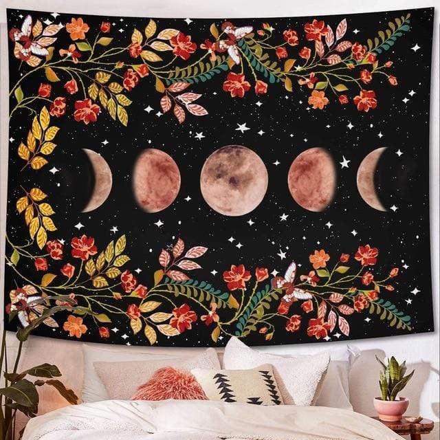 Psychedelic Moon Starry Tapestry Flower Wall Hanging Room Sky Carpet Dorm Tapestries Art Home Decoration Accessories AExp
