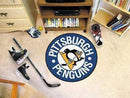 Puck Mat Round Rug in Living Room NHL Pittsburgh Penguins Puck Ball Mat 27" diameter FANMATS