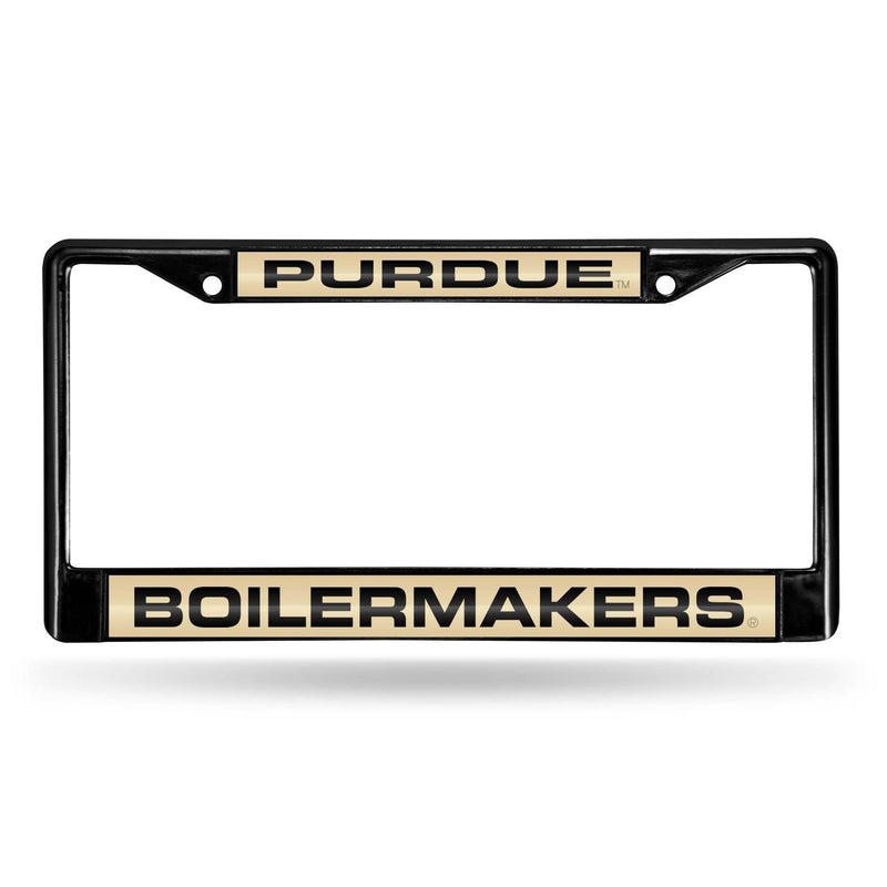 Black License Plate Frame Purdue Black Laser Chrome Frame