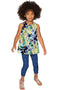 Pure Tenderness Pure Tenderness Emily Blue Printed Cute Dressy Top - Girls Emily Sleeveless Top