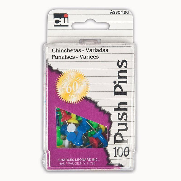 PUSH PINS ASSORTED COLORS 100/BOX-Supplies-JadeMoghul Inc.