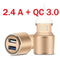 QC Quick Charge 3.0 Dual Car Charger Adapter Cigarette Lighter Auto Mobile Phone Charger for Xiaomi iPhone X 8 7 4 5 6 Samsung-Gold 2.4A-JadeMoghul Inc.