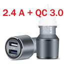 QC Quick Charge 3.0 Dual Car Charger Adapter Cigarette Lighter Auto Mobile Phone Charger for Xiaomi iPhone X 8 7 4 5 6 Samsung-Gray 2.4A-JadeMoghul Inc.