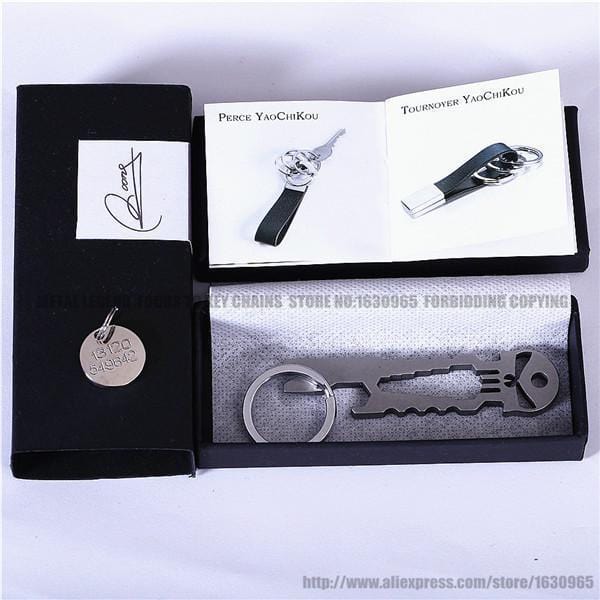 QOONG Punisher EDC Multi Function Tool Keychain with Wrench Crowbar Screwdriver Bottle Opener Skeleton Key Chain Ring Holder H03-SET 4-JadeMoghul Inc.