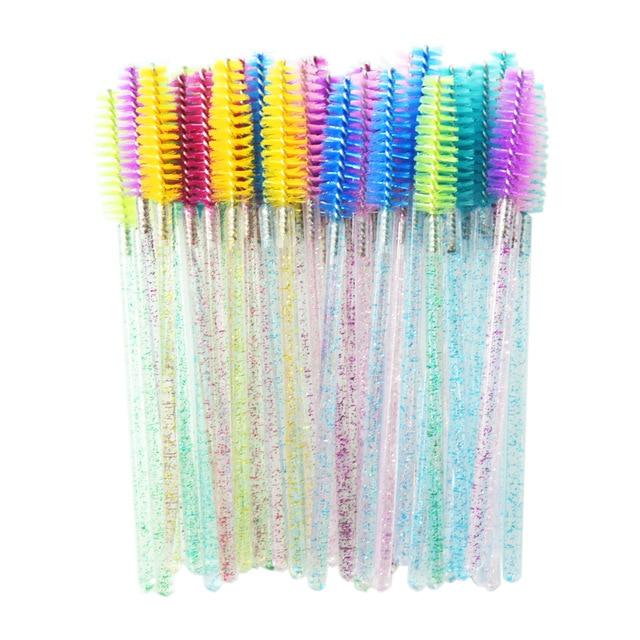 QSTY eyelash brush makeup brushes 50pcs individual disposable mascara applicator comb wand lash makeup brushes tools 6colors AExp