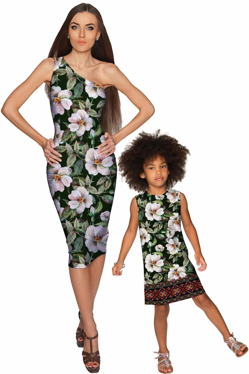 Queen of Flowers Layla Green Evening Midi Dress - Women-Queen of Flowers-XS-Green/White-JadeMoghul Inc.