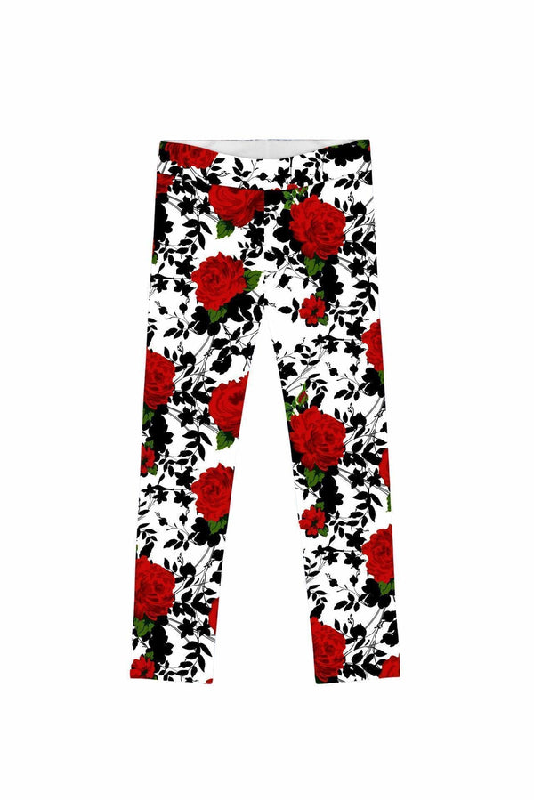 Queen Power Queen Power Lucy Cute White Floral Printed Leggings - Girls Lucy Leggings