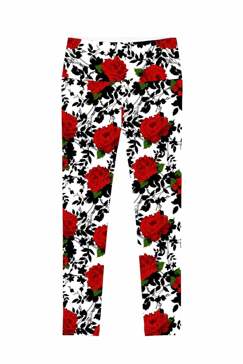 Queen Power Queen Power Lucy White Floral Print Eco Leggings - Women Lucy Leggings