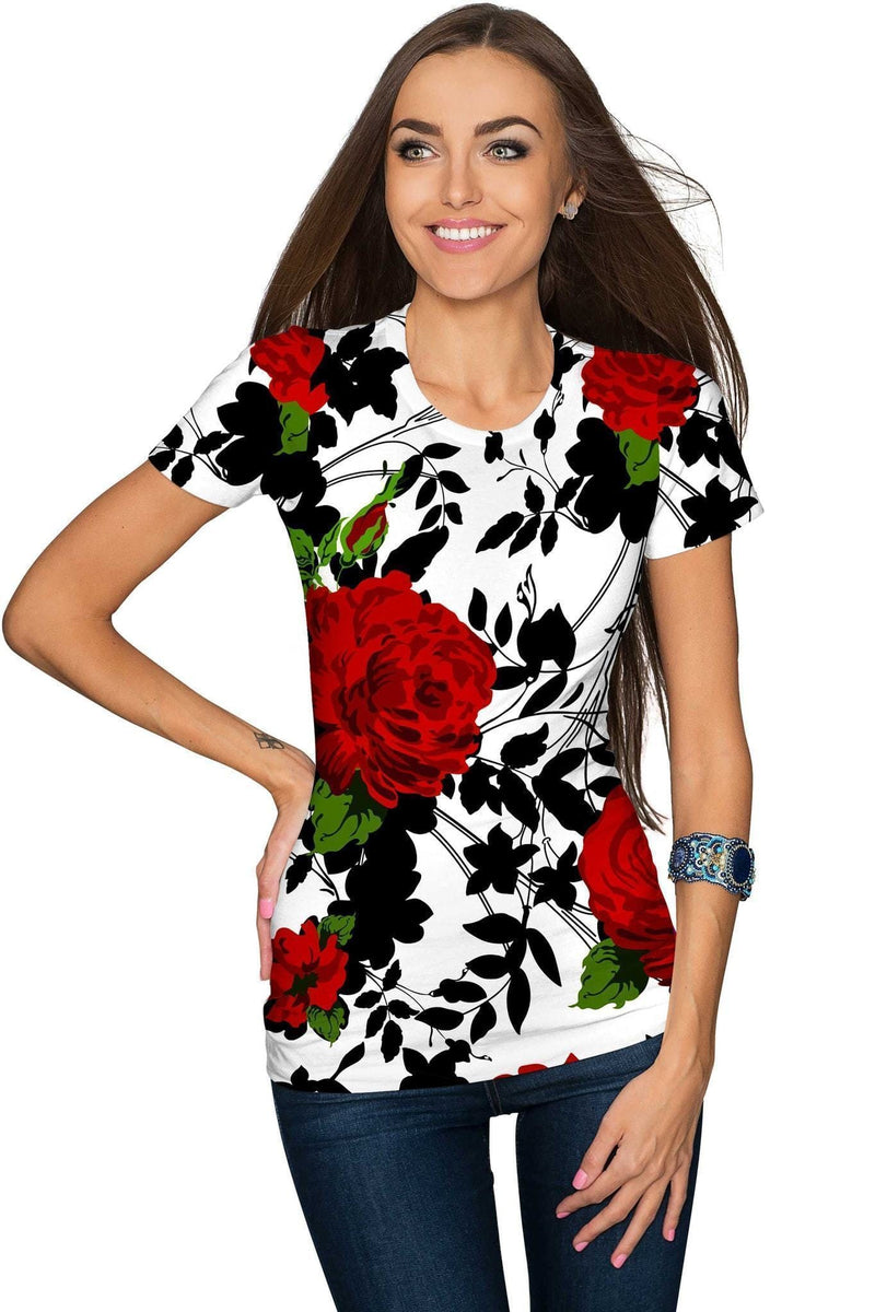 Queen Power Zoe Designer Floral T-Shirt - Mommy & Me-Queen Power-18M/2-Red/Black/White-JadeMoghul Inc.