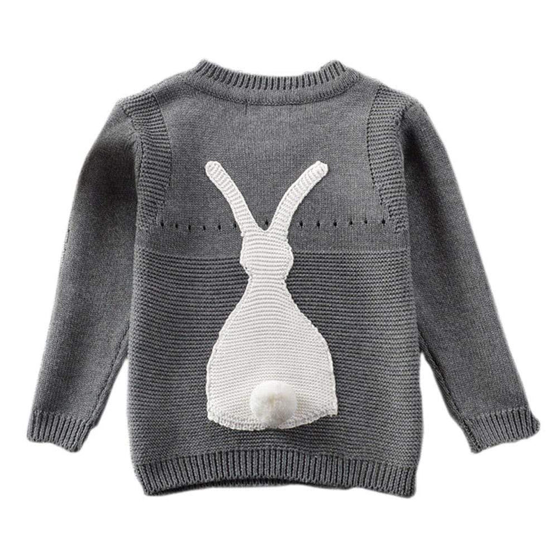 QUIKGROW Cute White & Charcoal Cartoon Rabbit Long Sleeve Baby Pullover Knitted Sweater Infant Girl Boy Ribbed Warm Tops YM09MY AExp