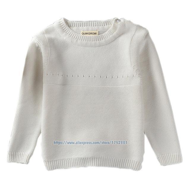 QUIKGROW Cute White & Charcoal Cartoon Rabbit Long Sleeve Baby Pullover Knitted Sweater Infant Girl Boy Ribbed Warm Tops YM09MY AExp