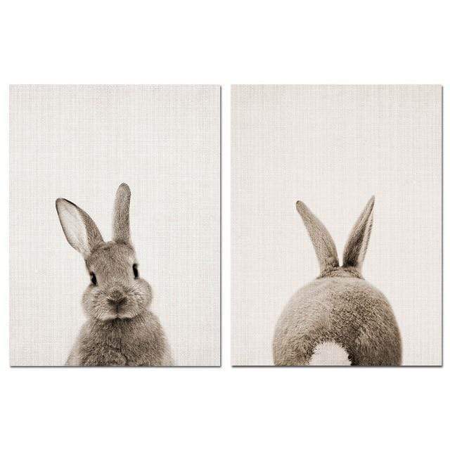 Rabbit Bunny Butt Tail Canvas Art Poster Woodland Baby Animal Nursery Print Painting Wall Picture for Living Room Decor JadeMoghul Inc. 