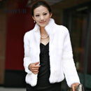 Rabbit Fur Coat-White-XS Bust 80cm-JadeMoghul Inc.