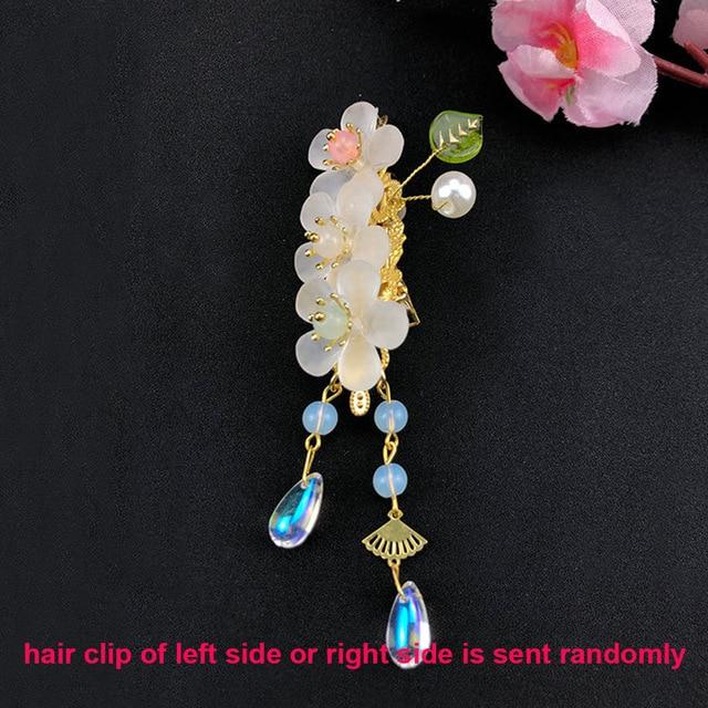 Rabbit Hairpin Tassels Hair Clip Cosplay for Kimono Hanfu Handwork Hair Accessories Cute Girl Daily Cos Props AExp