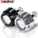 RACBOX 2Pcs 2.5 Inch Universal Bi xenon HID Projector Lens Silver Black Shroud H1 Xenon LED Bulb H4 H7 Motorcycle Car Headlight JadeMoghul Inc. 