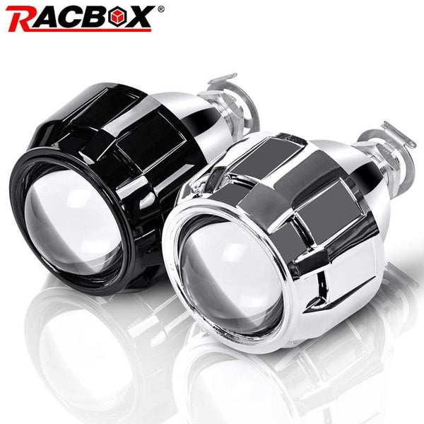 RACBOX 2Pcs 2.5 Inch Universal Bi xenon HID Projector Lens Silver Black Shroud H1 Xenon LED Bulb H4 H7 Motorcycle Car Headlight JadeMoghul Inc. 